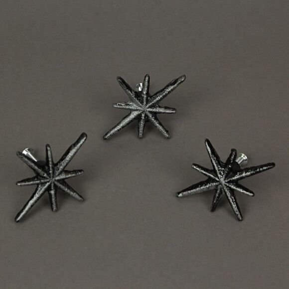 Set of 6 Antique Silver Finish Mid Century Modern Starburst Drawer Pulls Knobs - Picture 12 of 12